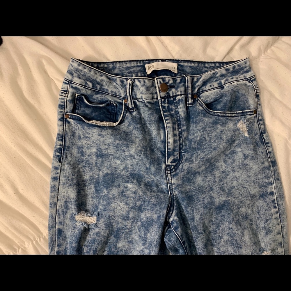 RSQ Distressed High Waisted Acid Wash Jeans